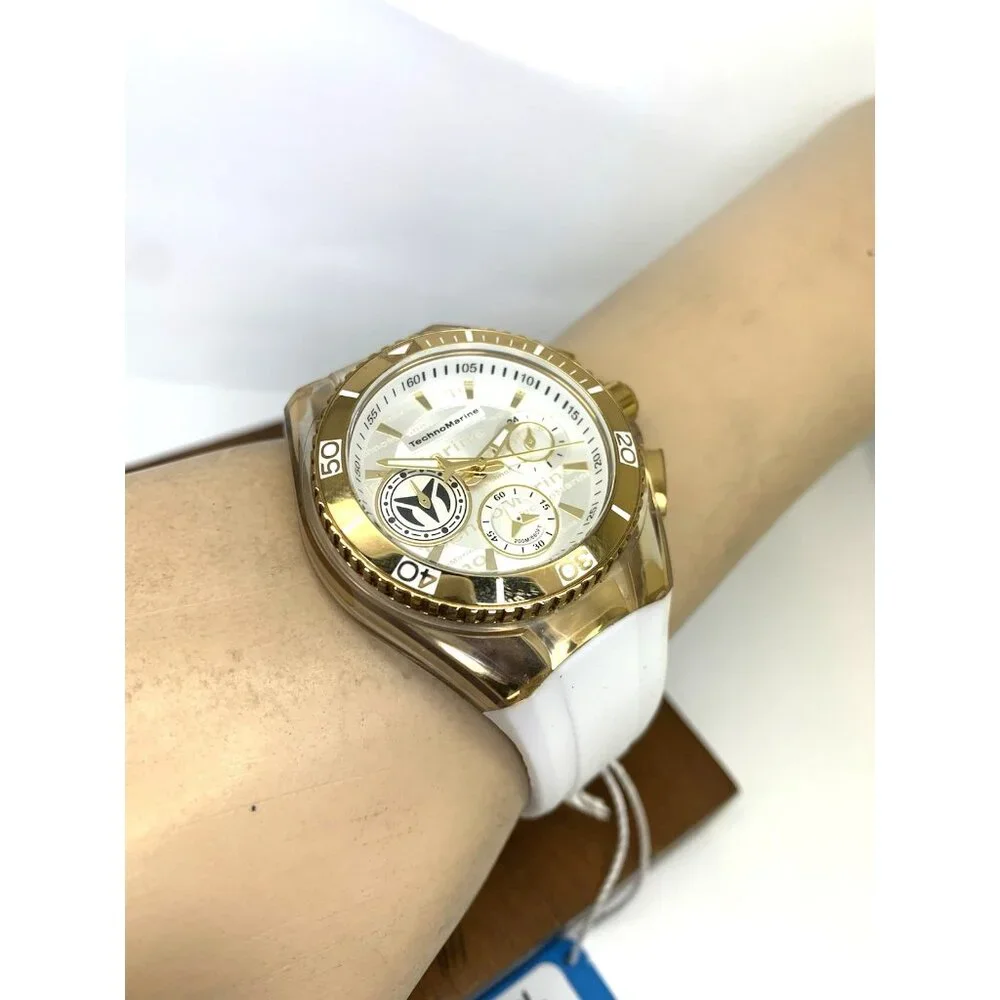 Technomarine Women's Watch TM-118133 Quartz Silver Gold White Rubber Strap 40mm